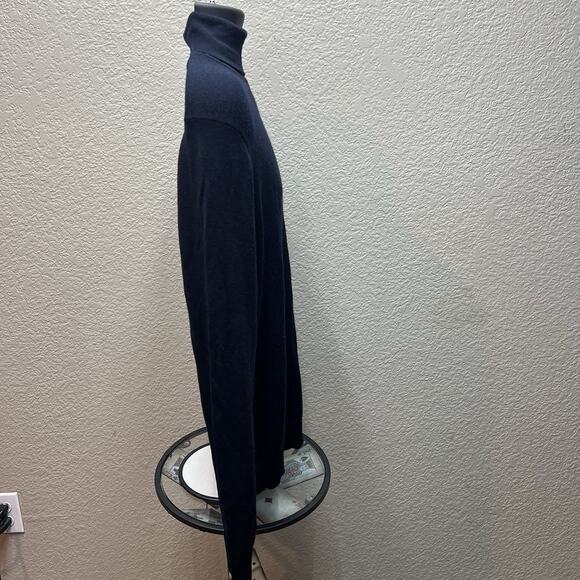 Uniqlo Mens L Navy Blue 100% Wool Blend Knit Pullover Sweater - Picture 5 of 8